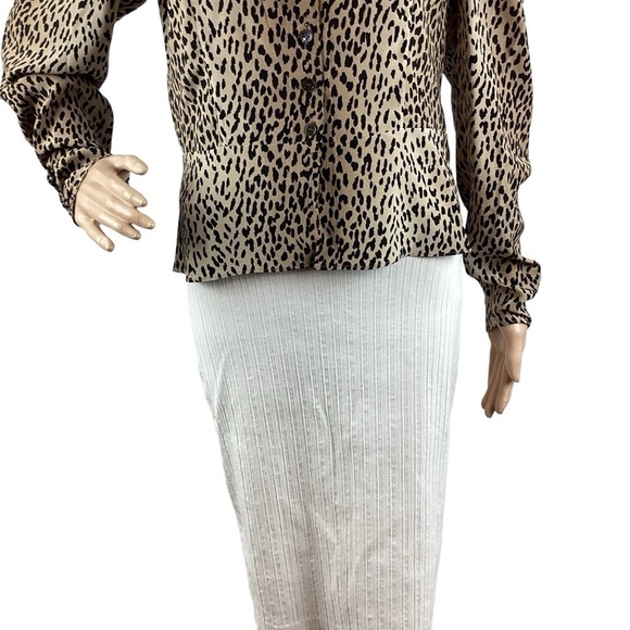 FRAME Leopard Print Silk Peplum Blouse Size S - Picture 3 of 7